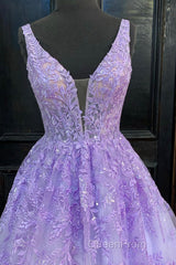 Purple Lace Long A Line Evening Prom Dresses Evening Dresses