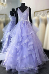 Purpler V Neck Tulle Lace Beads Long Evening Prom Dresses Tulle Evening Dresses