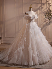 Quinceanera Dress A-Line Off Shoulder White Long Prom Dress White Long Tulle Sweet Dress