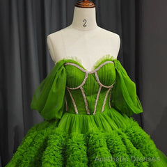 Quinceanera Dress Green Exquisite A Line Off-the-Shoulder Ball Gown