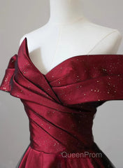 Red And Black Satin Party Dresses Evening Prom Dresses, A-Line Satin Evening Dresses