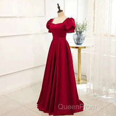 Red Puff Sleeve Evening Prom Dresses / Red Bridesmaid Dresses / Victorian Dresses