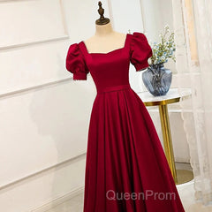 Red Puff Sleeve Evening Prom Dresses / Red Bridesmaid Dresses / Victorian Dresses