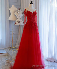 Red Tulle Lace Off Shoulder Long Prom Dress Red Lace Evening Dress