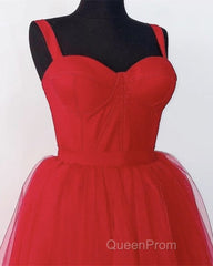 Red Tulle Spaghetti Straps Midi Corset Dresses