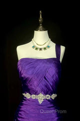 Retro Mermaid One Shoulder Satin Grape Long Evening Dresses Evening Prom Dresses