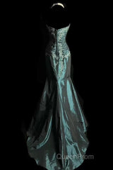 Retro Mermaid Sweetheart Taffeta Long Evening Dresses Evening Prom Dresses