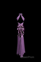 Retro Mermaid V Neckline Chiffon Grape Evening Dresses Evening Prom Dresses