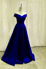 Royal Blue Bridesmaid Dresses Satin Off The Shoulder
