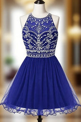 Royal Bule Tulle Homecoming Dresses Short Evening Prom Gowns