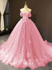 Princess Quinceanera Dresses Off The Shoulder Applique Sweet 16 Party Evening Prom Gowns