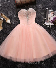 Pink A Line Sweetheart Neck Short Evening Prom Dresses, Homecoming Dresses
