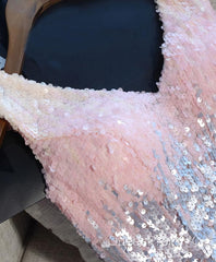 Cute Pink V Neck Tulle Seqsuins Short Evening Prom Dresses, Cocktail Dresses