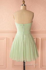 Sage Green Strapless A-Line Short Party Dresses Homecoming Dresses