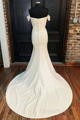 Satin Off-The-Shoulder Mermaid Long Wedding Dresses