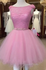 Scoop Neck Dresses Short Graduation Gown Short Homecoming Dresses Lace