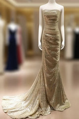 Sequins Mermaid Scoop Long Evening Dresses, Long Evening Prom Dresses Party Dresses