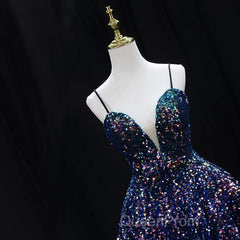 Sequins V-Neckline Short Straps Homecoming Dresses, Short Sequins Evening Prom Dresses