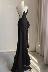 Sexy A Line Long Senior Chiffon Black Evening Prom Dresses Formal Dresses