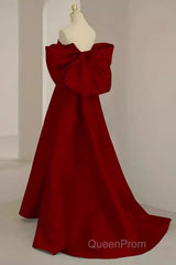 Sexy A Line Strapless Red Long Evening Prom Dresses