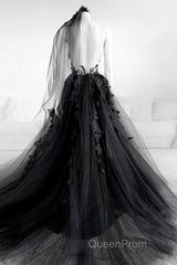 Sexy Backless Appliques Black Lace Long Evening Prom Dresses, Black Lace Formal Dresses, Black Evening Dresses