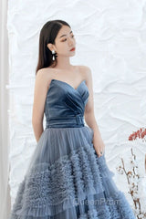 Sexy Ball Gown Sweetheart Neckline Gray Tulle Evening Dresses Evening Prom Dresses