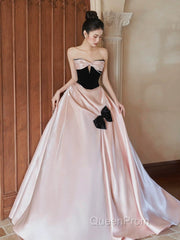Sexy Ball Gown Sweetheart Neckline Pink Satin Evening Dresses Evening Prom Dresses