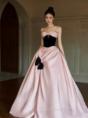 Sexy Ball Gown Sweetheart Neckline Pink Satin Evening Dresses Evening Prom Dresses