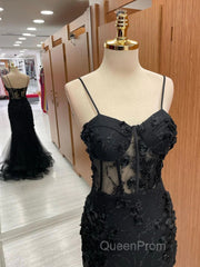 Sexy Black Mermaid Lace Long Evening Prom Dresses Evening Dresses