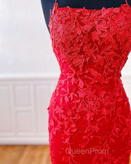 Sexy Long Lace Red Evening Prom Dresses Open Back