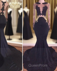 Sexy Mermaid Lace Black Gold Evening Prom Dresses