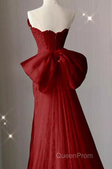 Sexy Mermaid Strapless Red Lace Long Evening Prom Dresses