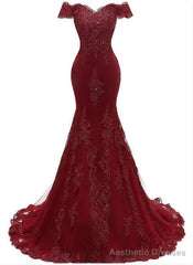 Sexy Mermaid Tulle with Lace Sweethart Party Dress, Long Prom Dress