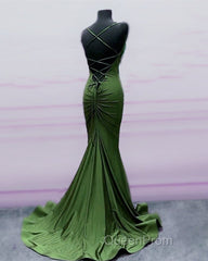 Sexy Open Back Mermaid Bridesmaid Dresses Spaghetti Straps