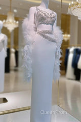 Sexy Sheath Straps White Evening Prom Dresses 21Th Birthday Outfit