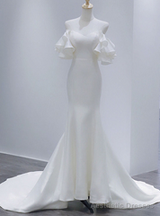 Sexy White Mermaid Satin Strapless Wedding Dress