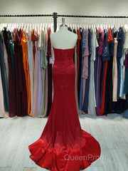 Sheath/Column Elastic Evening Prom Dresses Woven Satin Sequin Sweetheart Sleeveless Court Train Dressese
