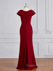 Sheath/Column V-neck Floor-Length Jersey Mother of the Bride Dresses With Ruffles