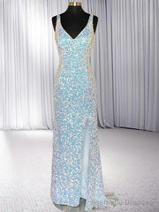 Sheath V-neck Sequin Sweep Train Velvet Sequins Dress
