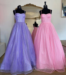 Shiny Purple Pink Long Evening Prom Dresses, Purple Pink Long Formal Evening Dresses