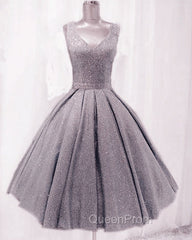 Short Ball Gown Evening Prom Homecoming Dresses Sequins V Neck