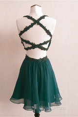 Short Chiffon Two Piece Dresses Applique Open Back