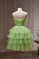 Short Green Evening Prom Dresses, Short Green Graduation Homecoming Dresses