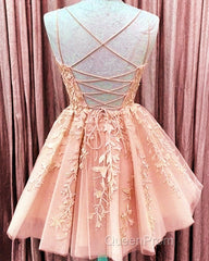 Short Junior Evening Prom Dresses Tulle Appliques