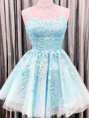 Short Junior Evening Prom Dresses Tulle Appliques
