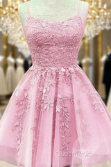 Short Junior Evening Prom Dresses Tulle Appliques