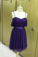 Short Navy Tulle Bridesmaid Dresses Off Shoulder