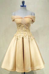 Short Off Shoulder Evening Prom Homecoming Dresses Lace Embroidery