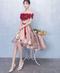 Cute Tulle Lace High Low Prom Dress Homecoming Dress 1