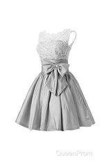 Silver Taffeta Short Homecoming Dresses Evening Prom Dresses